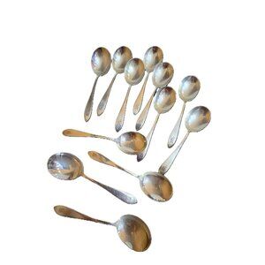 Antique RMC Sterling Set Of 12 Initial "B" Spoons (A9404)